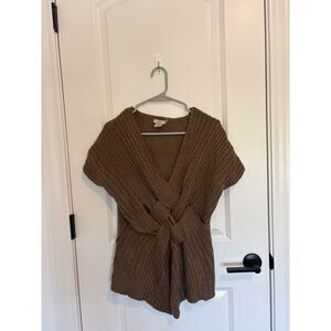 Brown Knit Wrap Top by Escio